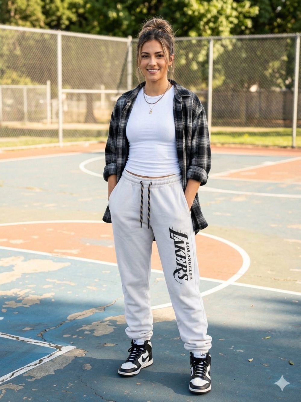 Hollister White Los Angeles Lakers Graphic Joggers